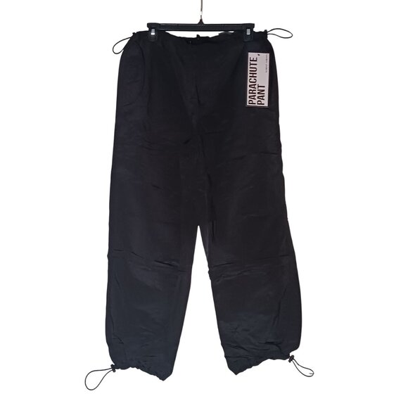 NEW Almost Famous Black Nylon Parachute Pants Toggle Joggers, Size L - Picture 6 of 16